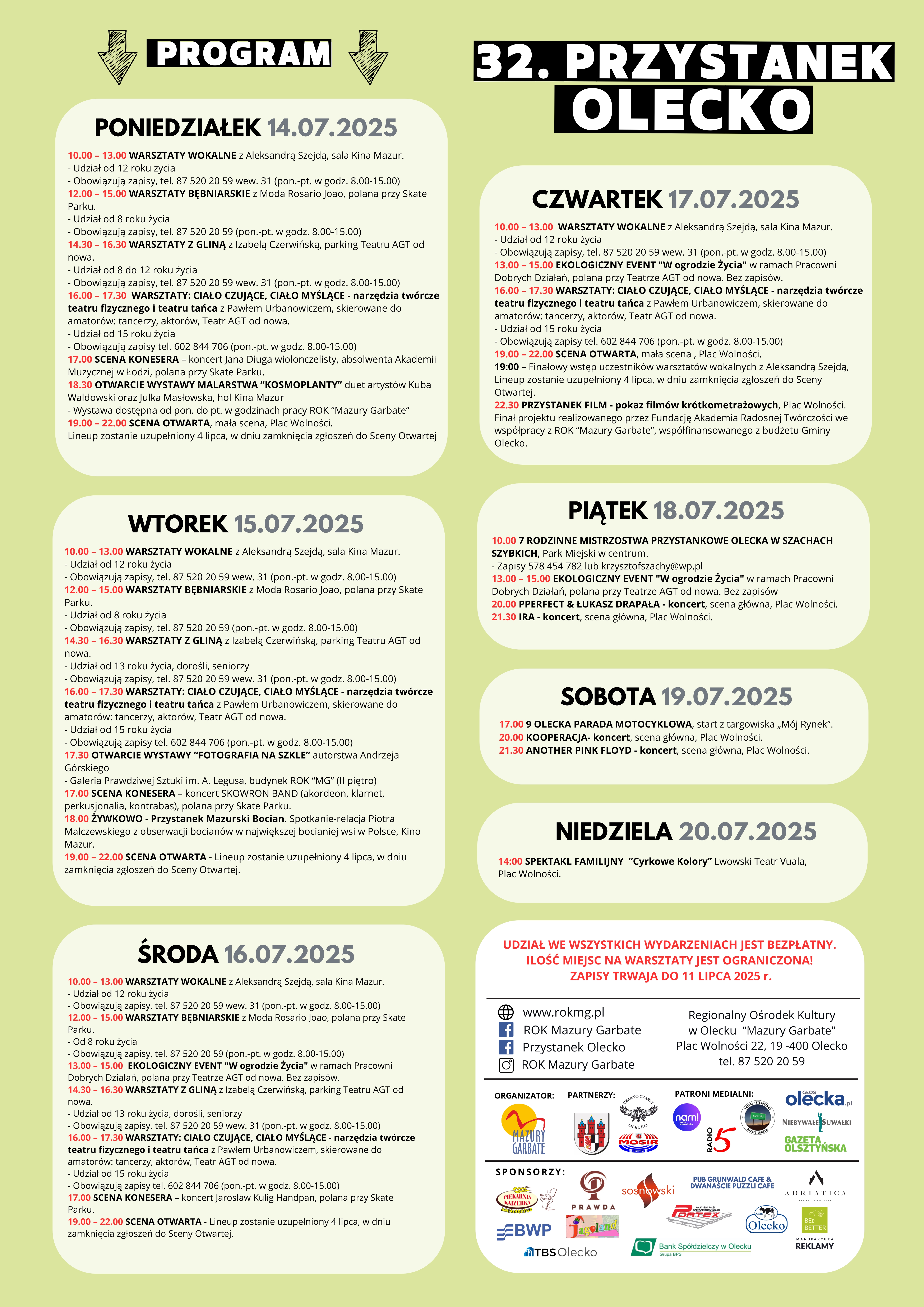 OPIS PROGRAMU CZARNA CZCIONKA NA ZIELONYM TLE 32 PRZYSTANKU OLECKU